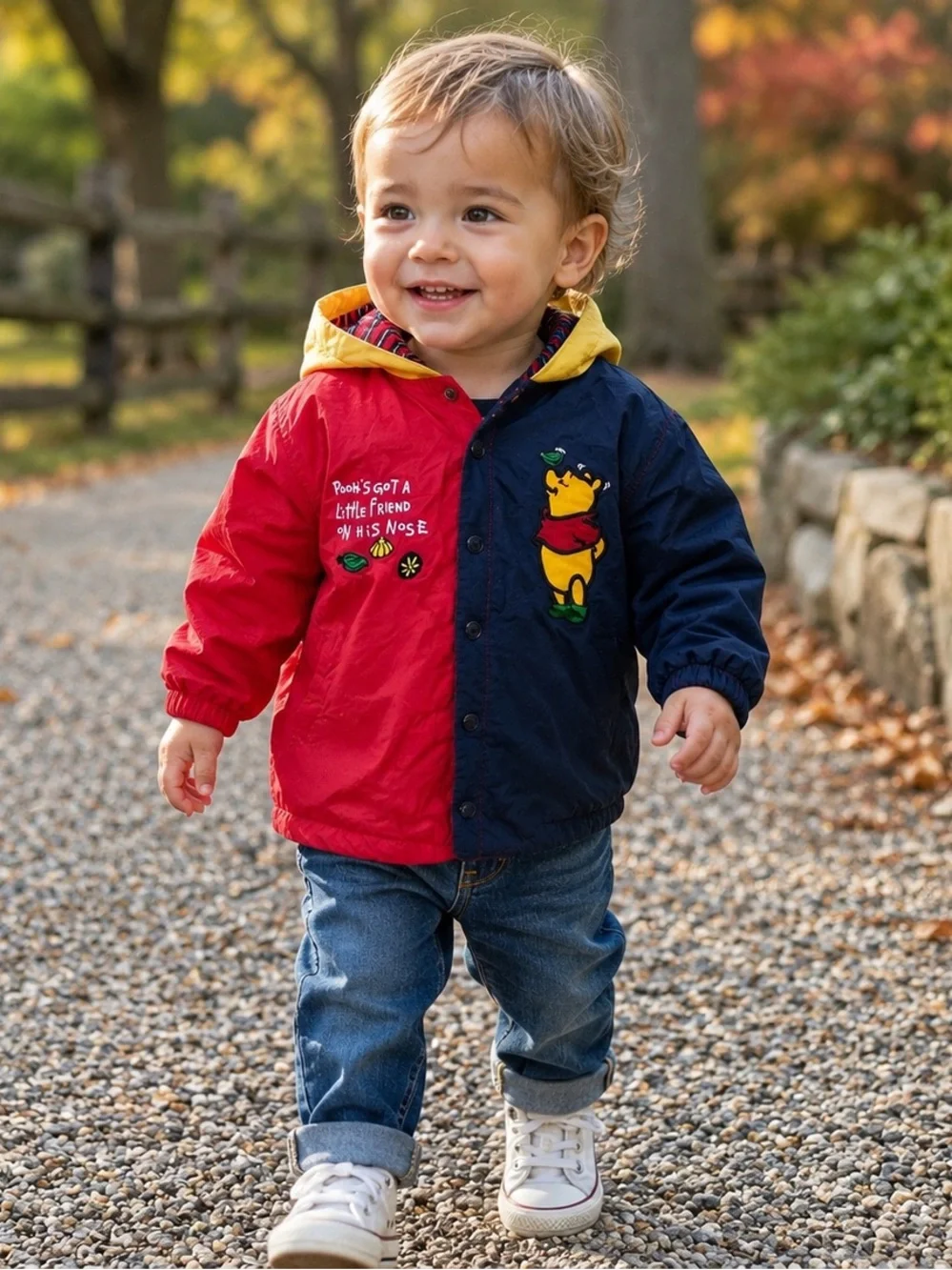 🍯VINTAGE WINNIE THE POOH Kids’ Nautical The Disney Store Snap Button Jacket - 2T